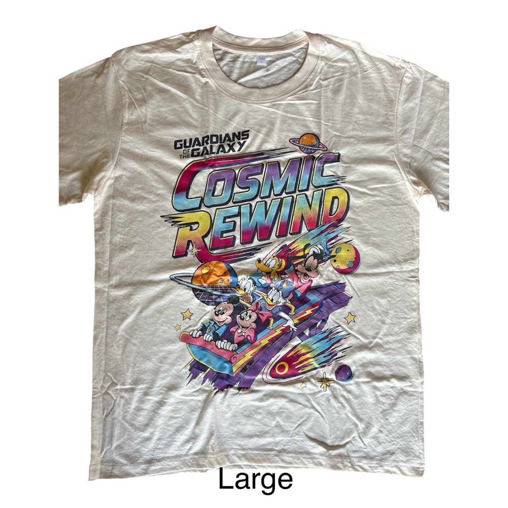 Walt Disney World Guardians of the Galaxy Cosmic Rewind T-shirt Ivory Large NEW! - Picture 4 of 6